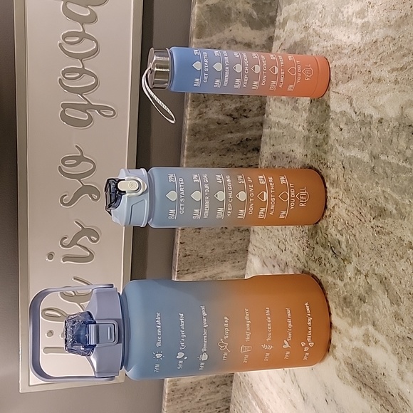 NWOT 3pc Water Bottle Set gradient blue and orange - Picture 5 of 8